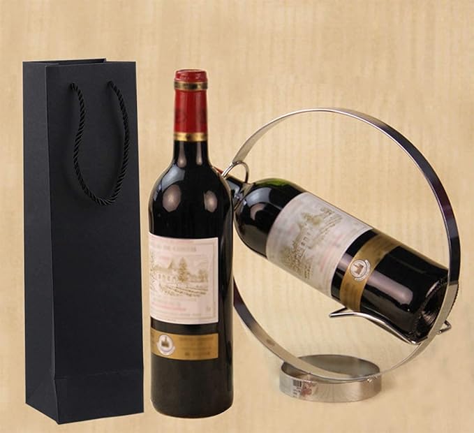 Sdootjewelry Black Wine Bags for Wine Bottles 20 Packs, 3.7 x 3.5 x 13.8 Wine Gift Bags Bulk Kraft Paper Wine Gift Bags with Handles