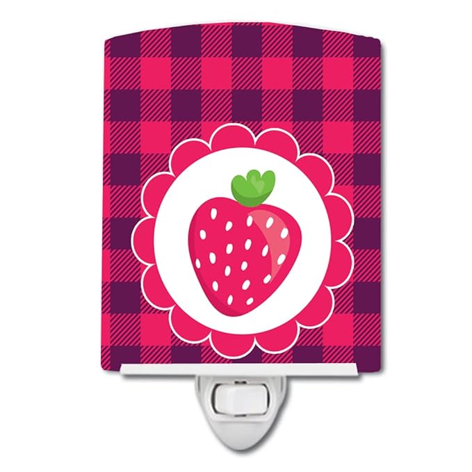 Caroline's Treasures BB7105CNL Stawberry Ceramic Night Light Compact, UL-Certified, Ideal for Bedroom, Bathroom, Nursery, Hallway, Kitchen, 6x4x3, Multicolor