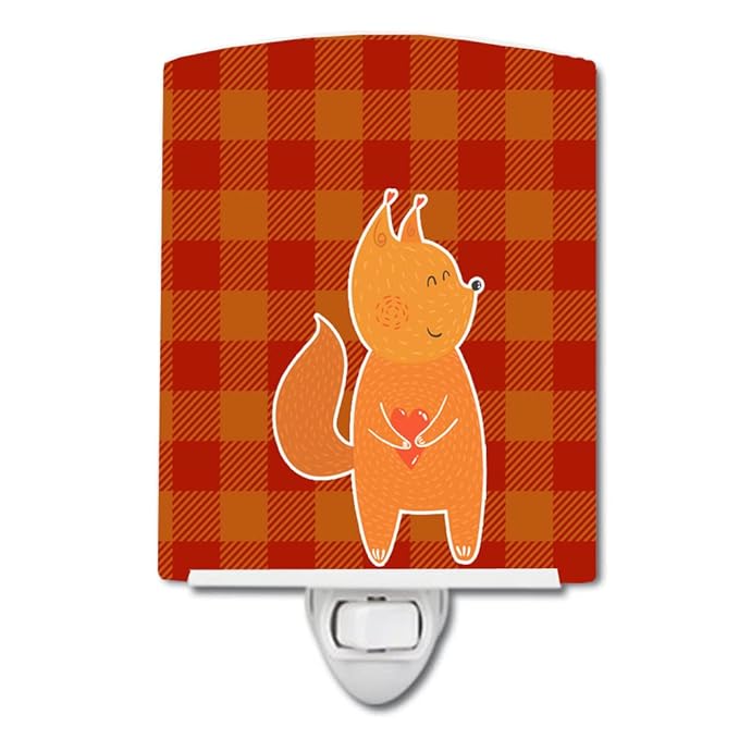 Caroline's Treasures BB6768CNL Fox Ceramic Night Light Compact, UL-Certified, Ideal for Bedroom, Bathroom, Nursery, Hallway, Kitchen, 6x4x3, Multicolor