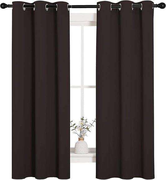 NICETOWN Blackout Curtain Panels for Bedroom Window, Triple Weave Microfiber Energy Saving Thermal Insulated Solid Grommet Blackout Draperies and Drapes (1 Pair, 34 inches by 63 Inch, Toffee Brown)