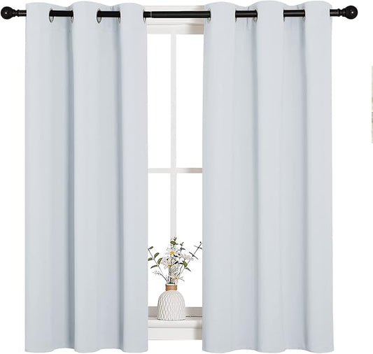 NICETOWN Room Darkening Draperies Curtains Panels, Window Treatment Thermal Insulated Grommet Room Darkening Curtains/Drapes for Bedroom (Greyish White, 2 Panels, 34 by 45)