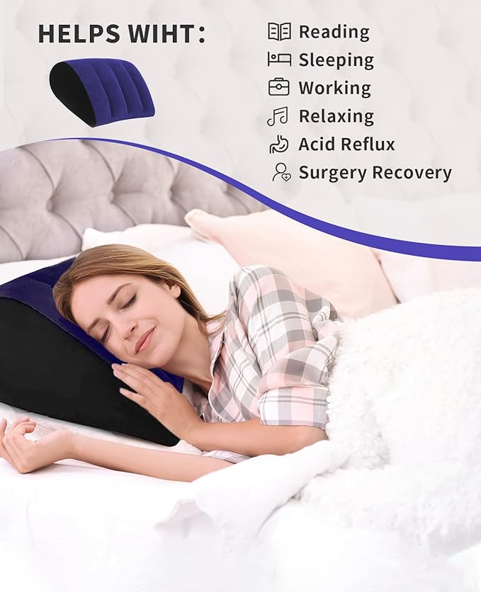 Portable Wedge Pillow Inflatable Cushion - Body Positioners for Legs and Back Support for Sleeping,Reading and Rest,Use in Bed, Travel, Camping Or Office，Fast Inflating Deflation