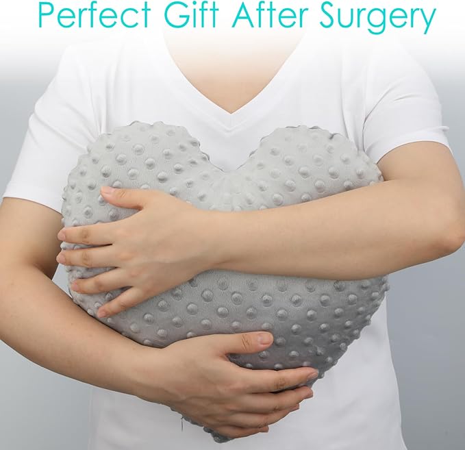 Heart Surgery Pillow for Open Heart Surgery After Bypass Coughing with Pocket Comfort Cushion Recovery Gifts Women Men Patients Minky Dot Gray