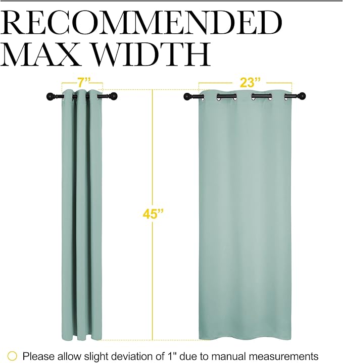 NICETOWN Thermal Insulated Curtains Blackout Draperies, Window Treatment Solid Grommet Room Darkening Drape Panels for Bedroom (Aqua Blue, Set of 2, 29 by 45 inches Long)