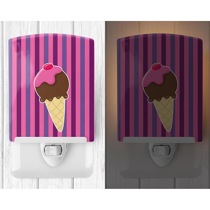 Caroline's Treasures BB9060CNL Ice Cream Cone Ceramic Night Light Compact, UL-Certified, Ideal for Bedroom, Bathroom, Nursery, Hallway, Kitchen, 6x4x3, Multicolor