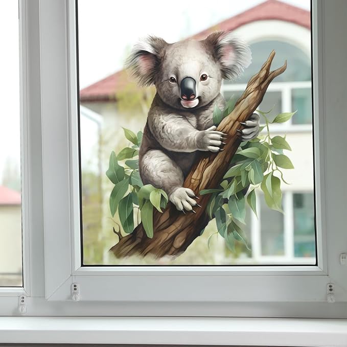Removable Cute Koala Wall Decal Koala on Branch Wall Sticker Peel and Stick Watercolor Animal Wall Art Decor Stickers for Kids Baby Classroom Living Room Playing Room Bedroom