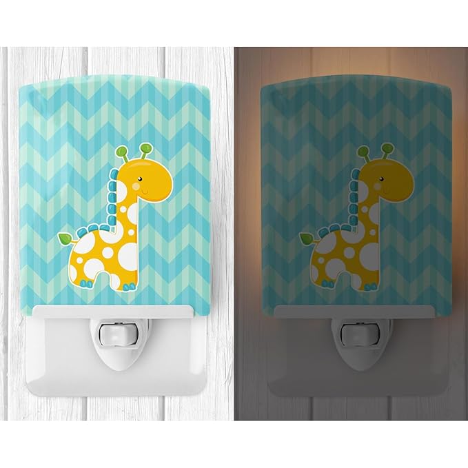 Caroline's Treasures BB6821CNL Boy Giraffe Ceramic Night Light Compact, UL-Certified, Ideal for Bedroom, Bathroom, Nursery, Hallway, Kitchen, 6x4x3, Multicolor