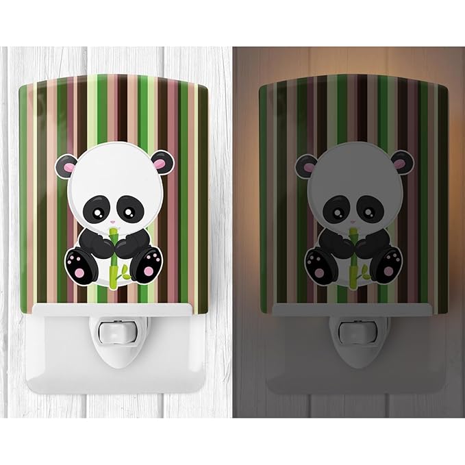 Caroline's Treasures BB6803CNL Bamboo Flute Panda Ceramic Night Light Compact, UL-Certified, Ideal for Bedroom, Bathroom, Nursery, Hallway, Kitchen, 6x4x3, Multicolor