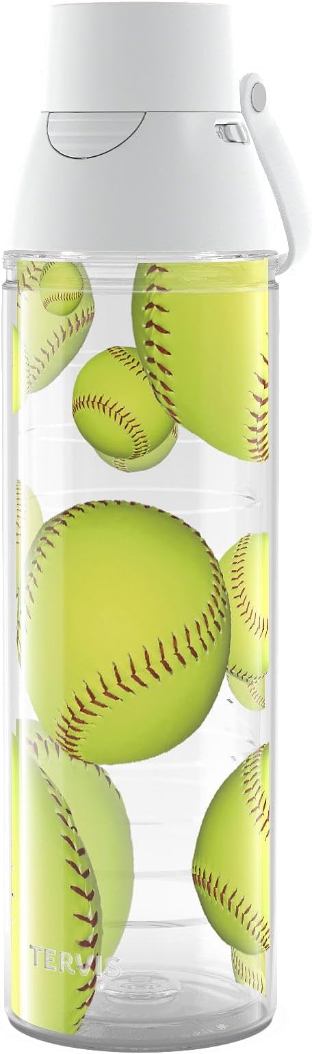 Tervis Softball - All Over Made in USA Double Walled Insulated Tumbler Travel Cup Keeps Drinks Cold & Hot, 24oz Venture Lite Water Bottle, Classic