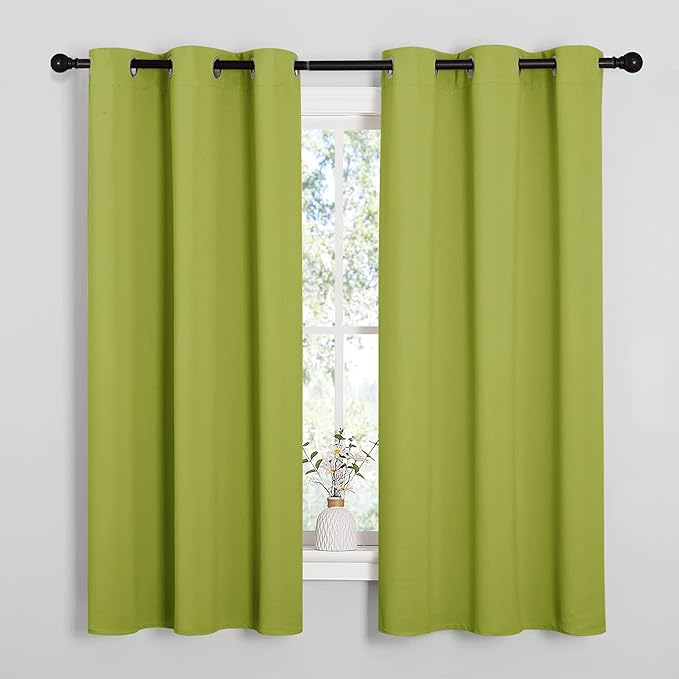 NICETOWN Thermal Insulated Solid Grommet Top Blackout Holiday Decorative Curtains/Drapes for Kid's Room (1 Pair, 42 x 63 inches in Fresh Green)