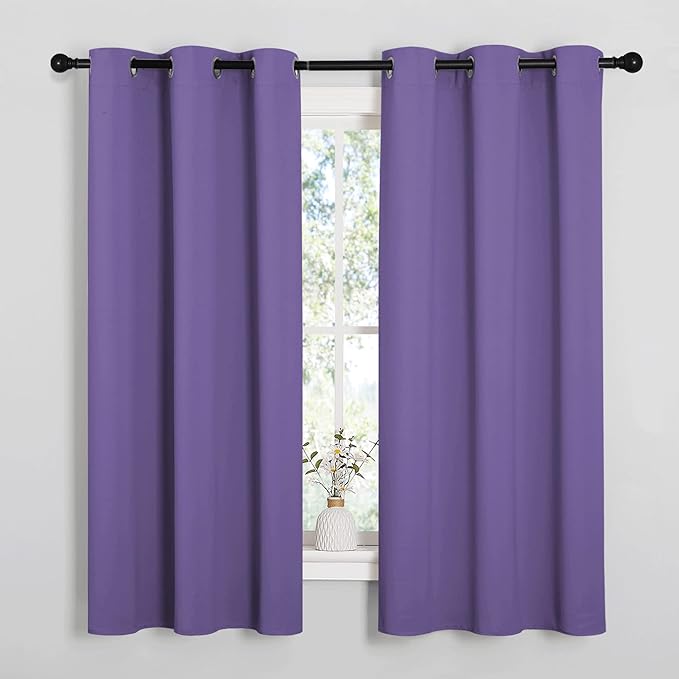 NICETOWN Lilac Purple Blackout Curtains for Bedroom (1 Pair, 42 x 63 inches), Farmhouse Thermal Insulated Room Darkening Drapes for Windows