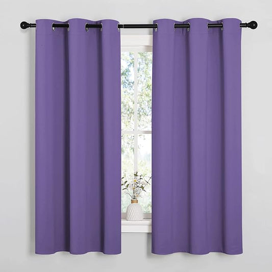 NICETOWN Lilac Purple Blackout Curtains for Bedroom (1 Pair, 42 x 63 inches), Farmhouse Thermal Insulated Room Darkening Drapes for Windows