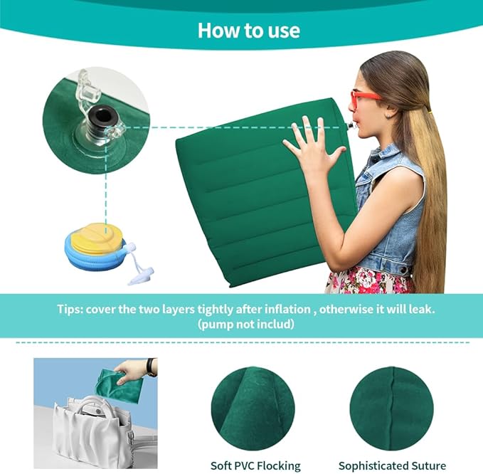 Nevife Inflatable Triangle Bed Wedge Pillow-Fast Inflating/Deflation Valve-Portable Travel Leg Elevation,Adjustable Incline Pillow for Back Support,Sleeping, Acid Reflux,Snuoring,Footrest