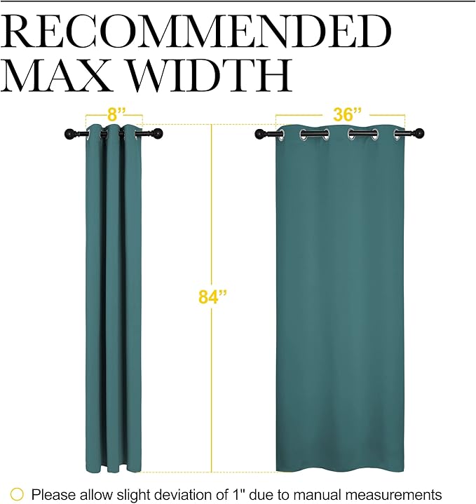 NICETOWN Thermal Insulated Solid Grommet Blackout Curtains/Drape for Living Room (Sea Teal, 1 Pair, 42 by 84-Inch)
