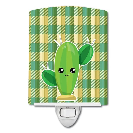 Caroline's Treasures BB6852CNL Cactus Plaid Ceramic Night Light Compact, UL-Certified, Ideal for Bedroom, Bathroom, Nursery, Hallway, Kitchen, 6x4x3, Multicolor