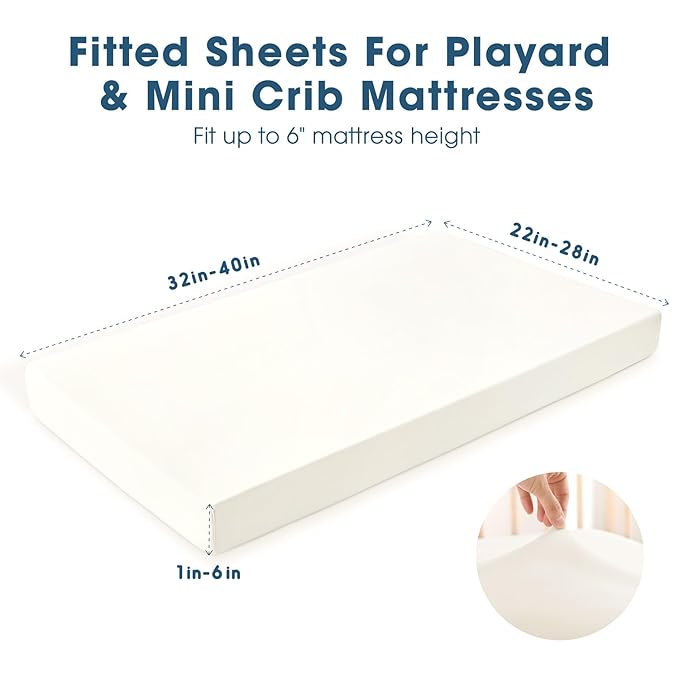 GRSSDER Mini Crib Sheets Fitted, Pack and Play Sheets 2 Pack, Ultra Soft Stretchy Pack N Play Sheets, Universal Fit for Playard Mattress, Jersey Crib Sheets Neutral for Boys and Girls, Gray/White