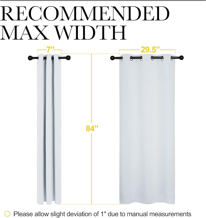 NICETOWN Room Darkening Curtain Panels for Bedroom, Easy-Care Solid Thermal Insulated Room Darkening Draperies/Drapes (Greyish White, 2 Panels, 34 by 84)