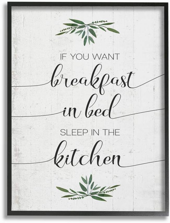 Stupell Industries for Breakfast in Bed Sleep in Kitchen Sassy Phrase Wall Art, 24 x 30, Off-White