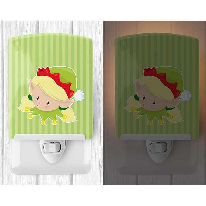 Caroline's Treasures BB8674CNL Christmas Blonde Girl Elf Susie Ceramic Night Light Compact, UL-Certified, Ideal for Bedroom, Bathroom, Nursery, Hallway, Kitchen, 6x4x3, Multicolor