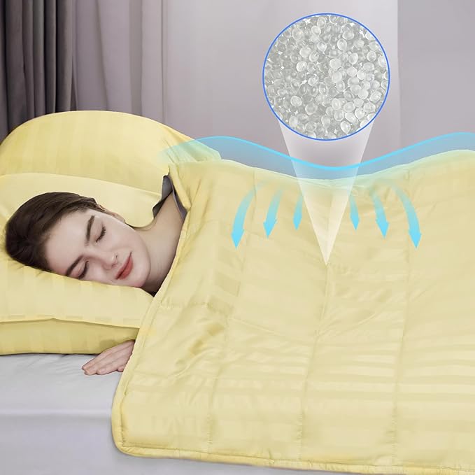 Weighted Blanket,10lbs Heavy Weighted Blanket 40"x60" Breathable Cooling Blanket, Summer Blankets Ultra Soft Comfort Blanket with Glass Beads for All-Season (Yellow)