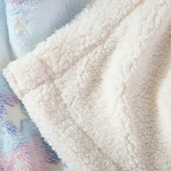 COSUSKET Glow in The Dark Blanket for Kids, Unicorn Luminous Birthday Super Soft Fuzzy Plush Sherpa Furry Fleece Colorful Throw Blanket 50"x60" Boys Girls Gifts