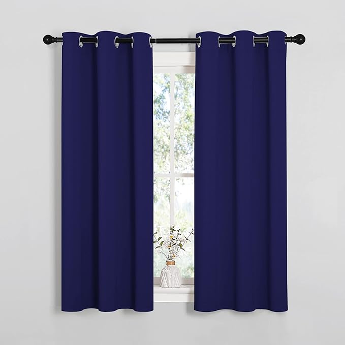 NICETOWN Blackout Curtain Panels, Window Treatment Energy Saving Thermal Insulated Solid Grommet Blackout Drapes/Draperies (Royal Blue, 1 Pair, 34 by 54)