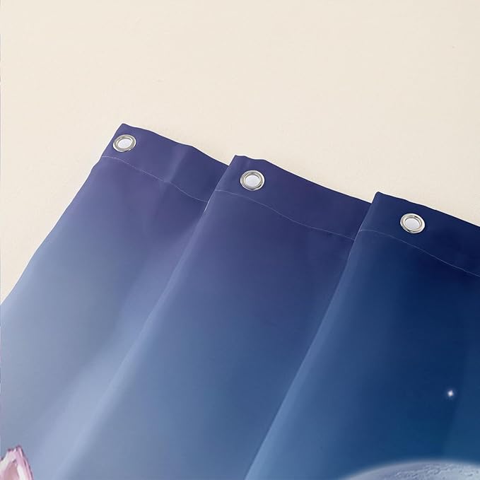 AILONEN Dreamy Unicorn Shower Curtain, Oil Painting Rose Waterproof Shower Curtain,3D Moon and Stars Girls Cloth Bath Curtain Set for Kids Teens Adults,72" W*84" H