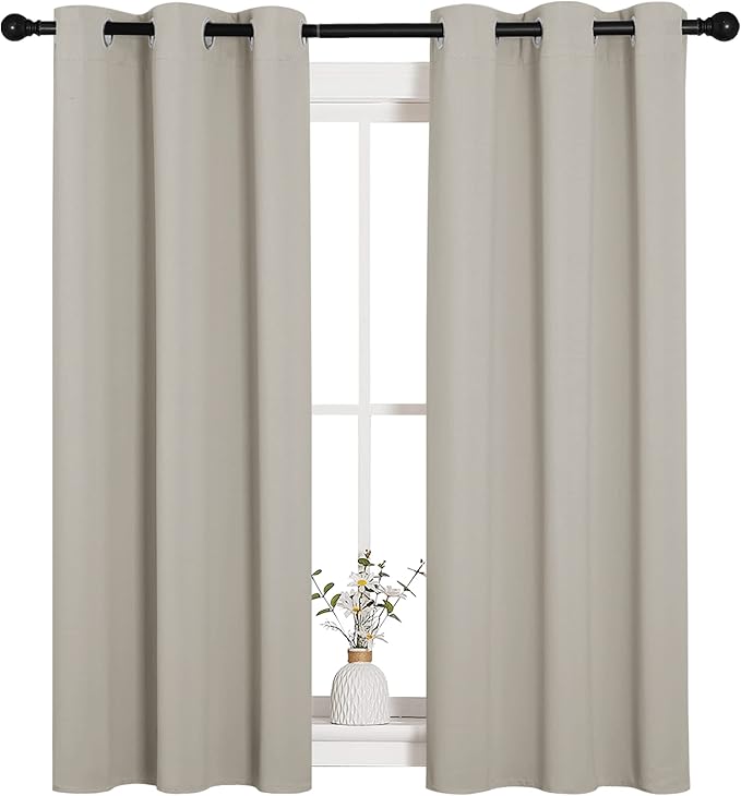 NICETOWN Room Darkening Draperies Window Curtain Panels, Thermal Insulated Grommet Room Darkening Curtains for Bedroom (Natural, 2 Panels, W34 x L54 -inch)