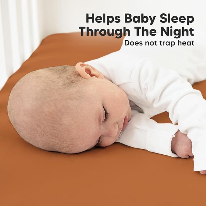 2-Pack Organic Crib Sheets for Boys, Girls - Jersey Fitted Crib Sheet, Baby Crib Sheets Neutral, Crib Mattress Sheet, Cotton Crib Sheets, Breathable Crib Sheet, Baby Mattress Sheets (Rust)