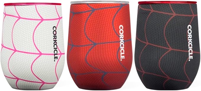Corkcicle Marvel Spiderman, Insulated Glass Tumbler Gift Set, Triple Insulated Stainless Steel Construction, Keeps Beverages Chilled for 9 Hours, 12 oz, 3-Pack Bundle
