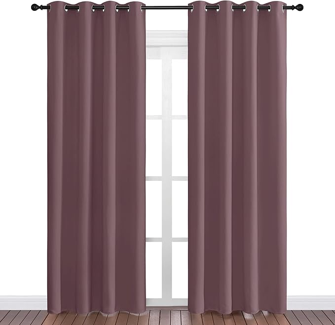 NICETOWN Dry Rose Blackout Curtains 86" Long for Office, Dining Room, 55" Wide, 2 Pieces, Guest Room, Sound Reducing Heat and Cold Block Curtain Panels for Modern Room Decorative
