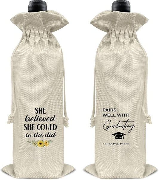 HOIJAUMAI Graduation Gifts for Women Her Graduation Gifts for Daughter Sister Granddaughter Pairs Well with Graduating Wine Bag Graduation Wine Gift Bags