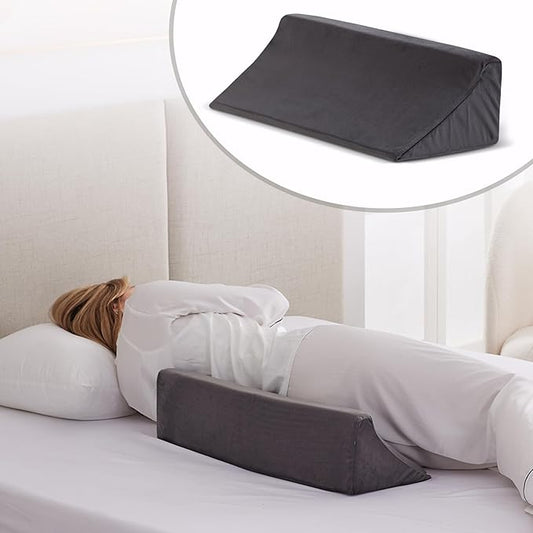 Wedge Pillow for Side Sleeping, Bed Wedge& Body Positioners, Back Pillow for Pregnancy, Back Pain, Leg Elevation and Side Sleepers, Memory Foam Body Pillow, Anti-Slip Base, Short Plush