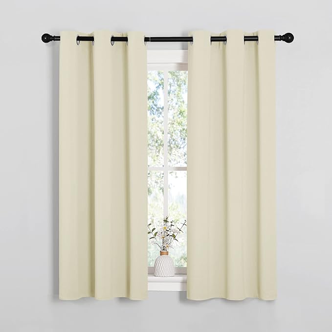 NICETOWN Room Darkening Draperies Window Curtain Panels, Thermal Insulated Grommet Room Darkening Curtains for Bedroom (Beige, 2 Panels, W34 x L54 -inch)