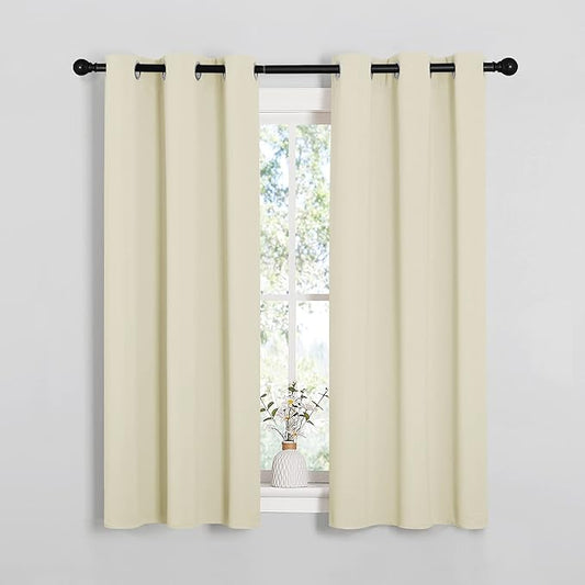 NICETOWN Room Darkening Draperies Window Curtain Panels, Thermal Insulated Grommet Room Darkening Curtains for Bedroom (Beige, 2 Panels, W34 x L54 -inch)