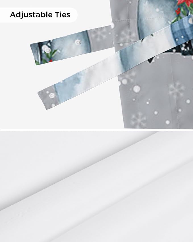 Snowman Christmas Blackout Tie Up Valance Curtains for Kitchen Windows Let It Snow Winter Holiday Window Toppers Balloon Shades for Living Room/Bathroom/Bedroom,1 Panel, 42" X 18", Grey White