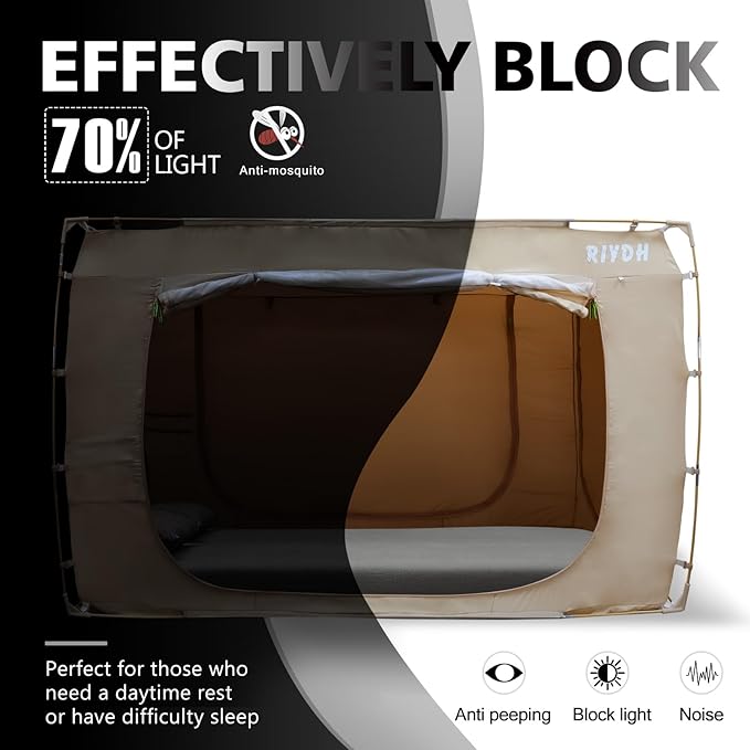 Bed Tent Bed Canopy Queen Size Tents for Adult and Kids- Portable Dream Tent Indoor Sleeping Tents 70% Blackout with 3 Doors Breathable Big Space Tents