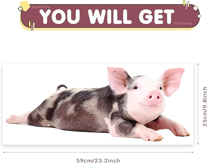 Funny Piggy Wall Sticker Realistic Pig Wall Decal Peel Stick, Removable Vinyl Piggy Wall Mural Sticker Funny Gift for Friends Kitchen Kids Playroom Wall Art Decor