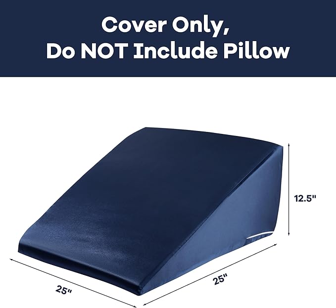 HOMBYS Satin Bed Wedge Pillow Cover Silky & Smooth Wedge Pillowcase 1 Pack 24x24x12, Soft & Breathable, Removable & Machine Washable-Zipper Design (Pillow Not Include)