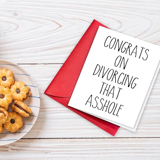 Divorced Wine Bag Gifts, New Beginning Gift, Wine Bag for Freshyl Signed Divorce Papers, Breakup, Happily Divorced, Divorce Party Decorations, 1 Wine Bag with 1 Congrats on Divorcing That Asshole Card