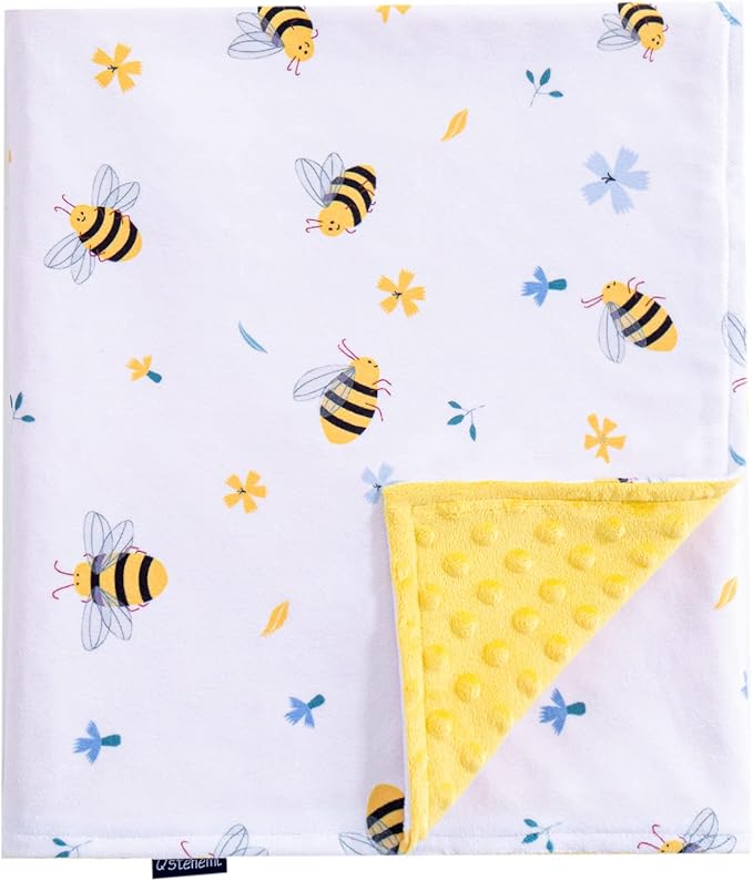 Baby Blanket for Boys Girls Super Soft Blanket,Fluffy Warm Lightweight Baby Receiving Blankets,Double Layer with Dotted Backing for Toddler Nursery (Bee, 50 * 60inch)