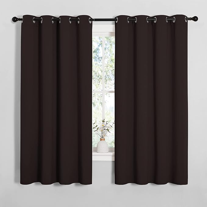 NICETOWN Blackout Curtain Panels for Bedroom Window, Triple Weave Microfiber Energy Saving Thermal Insulated Blackout Draperies and Drapes(2 PCs, 55 inches by 68 inches Each Panel, Toffee Brown)