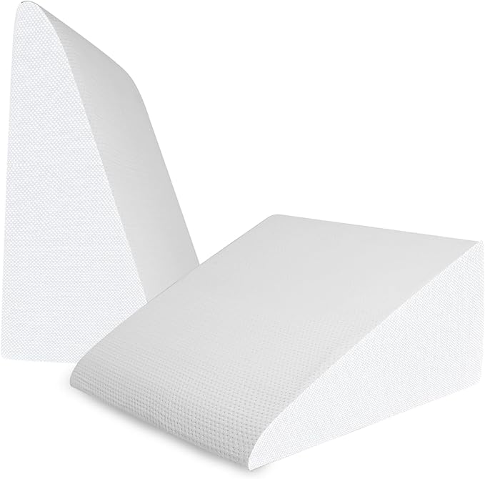 QUINEEHOM Bed Wedge Pillow for Sleeping, 12 Inch Triangle Bed Wedge for Adults, Memory Foam Wedge with Washable Cover, Hypoallergenic 30 Degree Pillow for Acid Reflux, Knee, Snoring, White&Light Grey