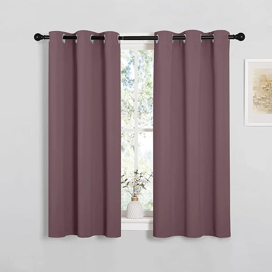 NICETOWN Bedroom Curtain Panels Blackout Draperies, Dry Rose, 1 Pair, 34 by 45-inch, Thermal Insulated Solid Grommet Blackout Curtains/Drapes