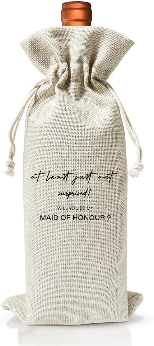 Wedding or Engagement Gift Wine Bag, Maid of Honor Proposal Gift For BFF, Wedding Party Supplies, Bridesmaids Proposal Ideas, Bachelorette Party Favor, Bridal Shower Party Decor or Party Favor