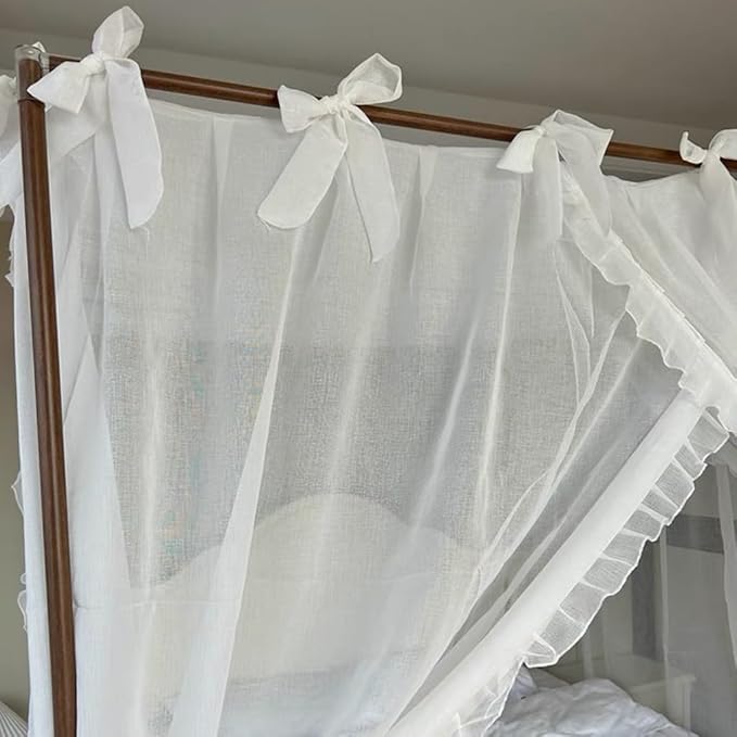 Elegant Princess 4 Corner Post Mosquito Net Romantic for Girls Women Bed Curtain Canopy for Adult Wedding Bedroom Kids Rooms Decoration (Type4-White, King)