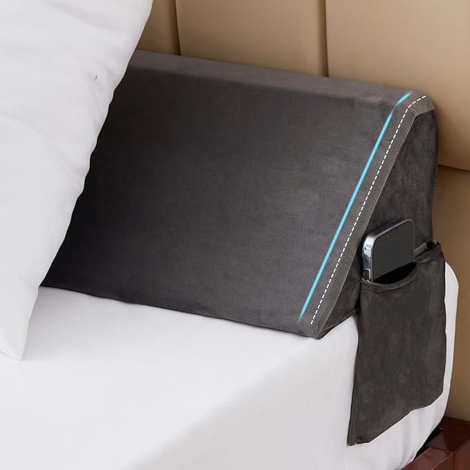 King Bed Wedge Pillow for Headboard, Foam Headboard Pillow, Bed Gap Filler, Mattress Gap Filler King - Fill The Gap (0-7") Between Headboard and Mattress (Short Plush, 76"x10"x6")