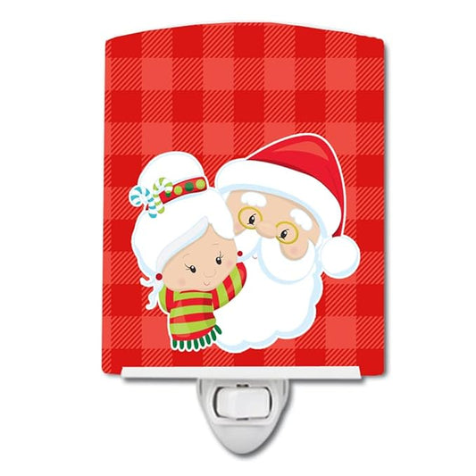 Caroline's Treasures BB9020CNL Christmas Santa Claus and Mrs Claus Ceramic Night Light Compact, UL-Certified, Ideal for Bedroom, Bathroom, Nursery, Hallway, Kitchen, 6x4x3, Multicolor