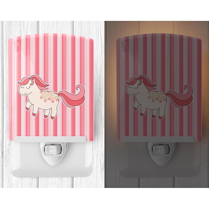 Caroline's Treasures BB7060CNL Little Pink Pony Ceramic Night Light Compact, UL-Certified, Ideal for Bedroom, Bathroom, Nursery, Hallway, Kitchen, 6x4x3, Multicolor