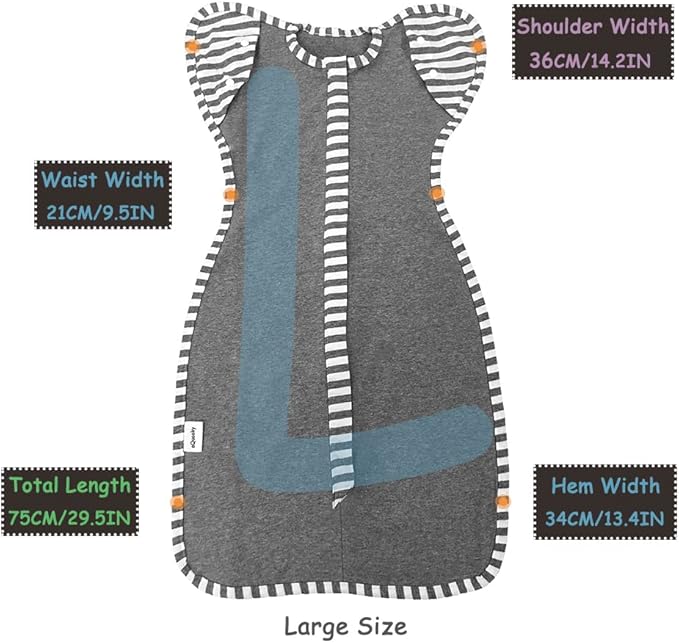 Baby Blanket Sack with Arms Free Design,Transition to Arms Free Wearable for Newborn Girl and Boy, Large 6-9Months, Blue Color